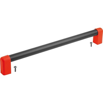 KIPP - ROHRGRIFF, A=180, L=215, D=6, H=77,5, ALUMINIUM SCHWARZ ELOXIERT, KOMP:THERMOPLAST ROT RAL3020