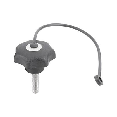 KIPP - STERNGRIFF ÄHNLICH DIN6336 MIT SICHERUNGSBAND D=M12X40, D1=50 H=32, FORM:LS, THERMOPLAST SCHWARZ,