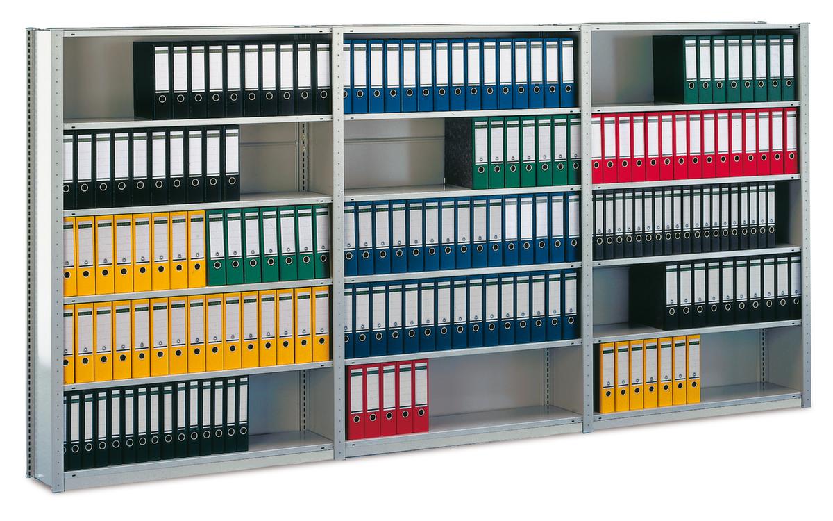 META Büroregal mit Rückwand, Breite 806 mm, 7 OH, RAL7035 Lichtgrau